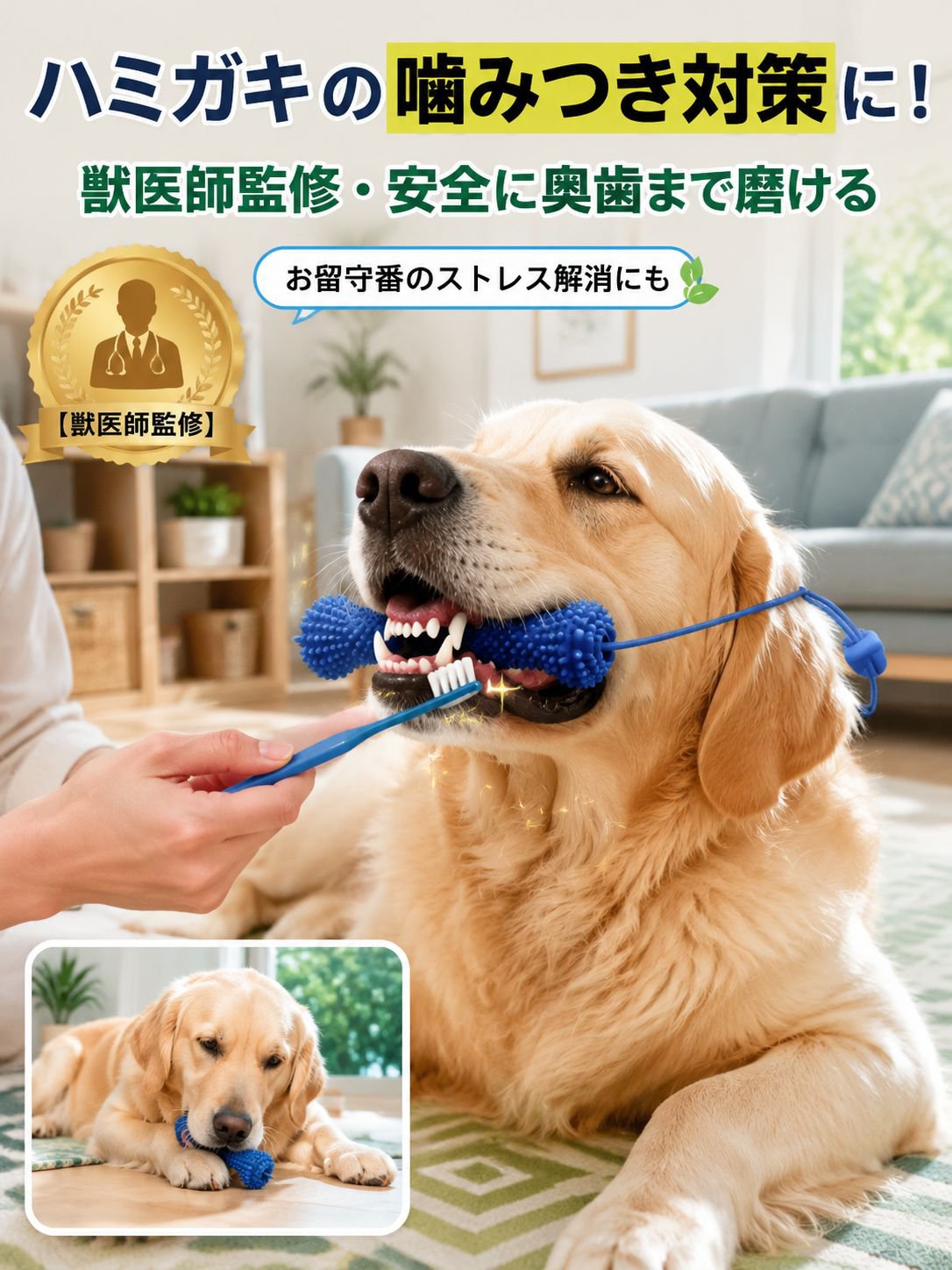 【獣医師監修】もう噛まれない！安全ハミガキサポーター（噛みつき防止・お留守番ストレス解消・55g軽量安全PVC）