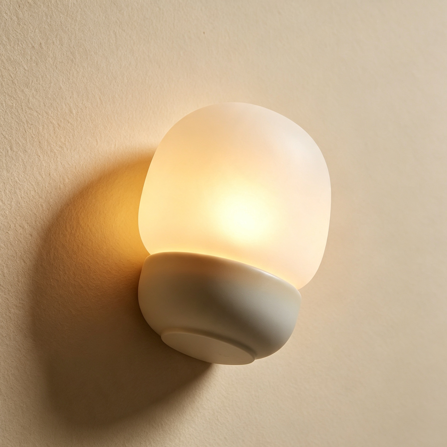 Ceramic frosted wall lamps set of 2 mounted on living room wall