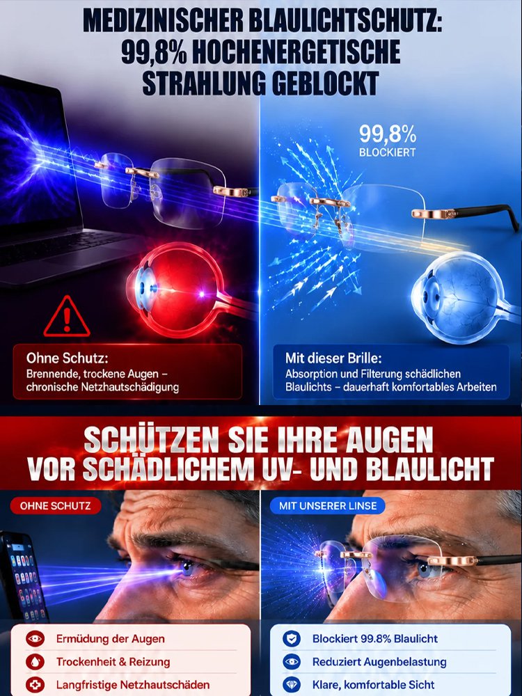 Ultra-leichte randlose Lesebrille mit Diamantschliff