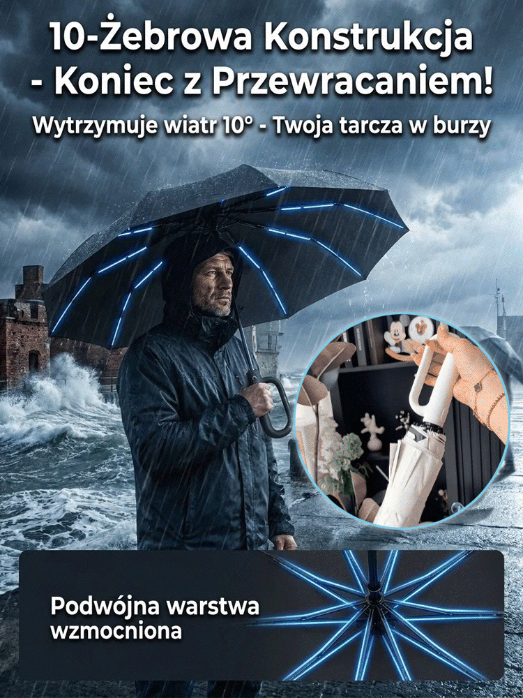 【0,5 sekundy na otwarcie】Parasol burzowy