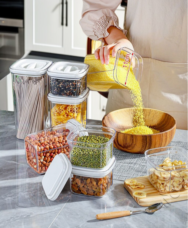 تخزين الحبوب والمعكرونة في حاوية بتفريغ الهواء