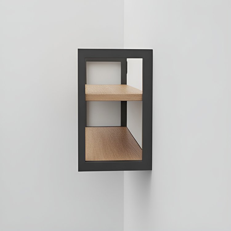 통나무 컬러 2중 벽면 수납 선반