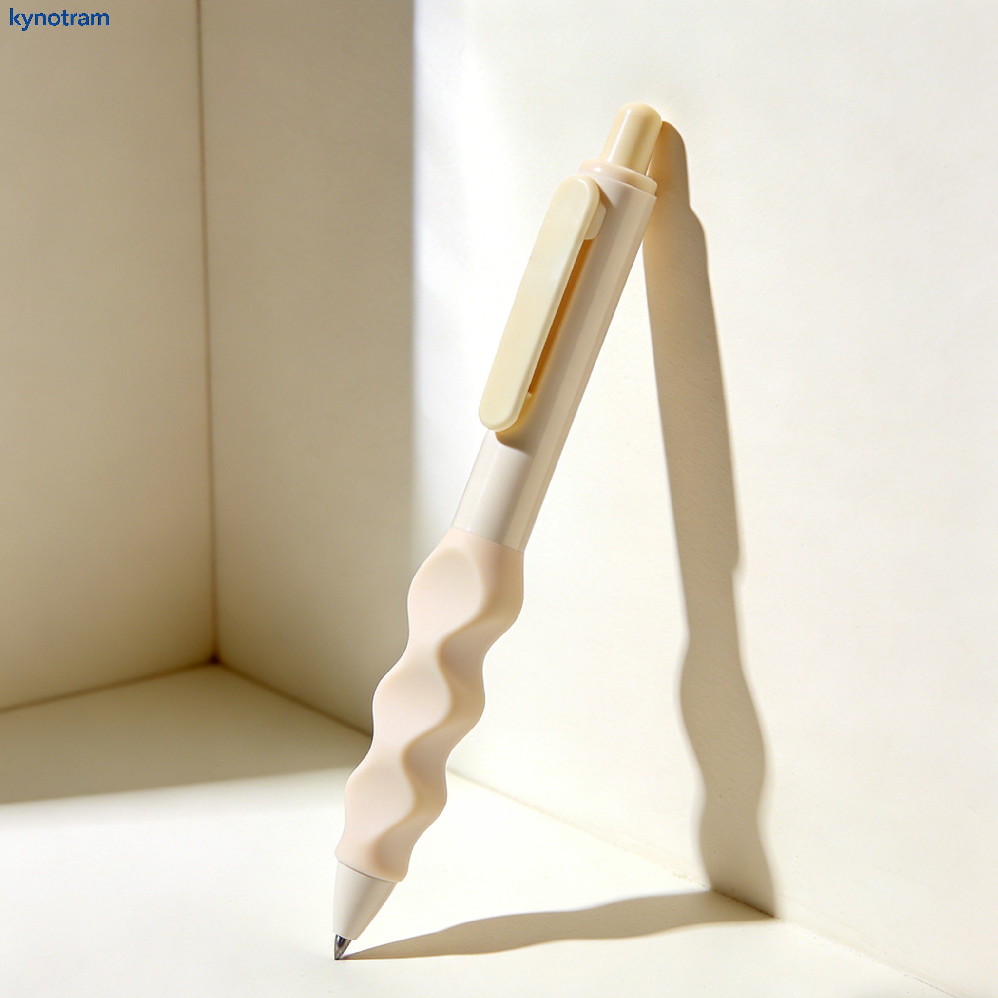 Close-up of smooth writing wavy-shaped ballpoint pens