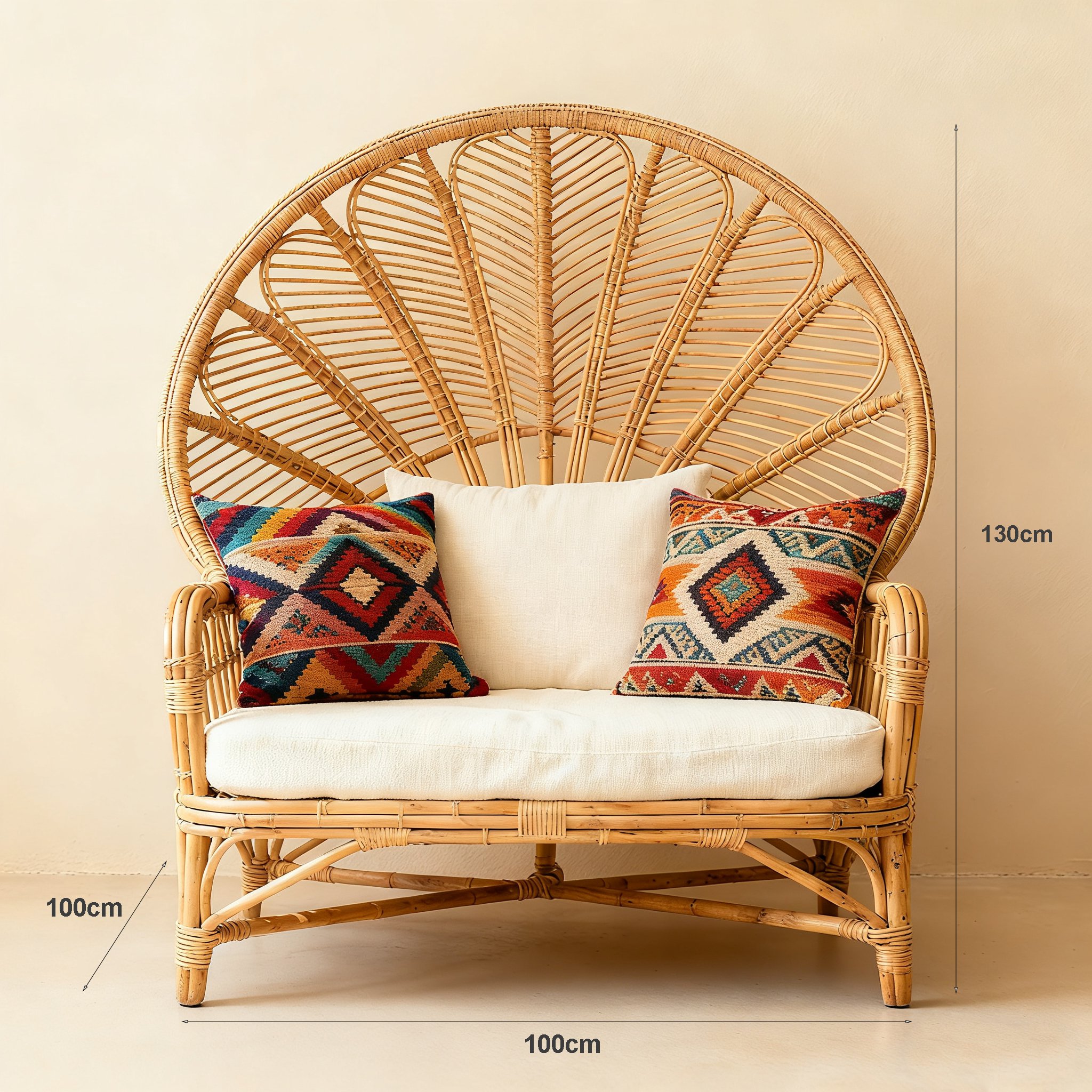 โซฟาไม้ไผ่แฮนด์เมดในห้องนั่งเล่น