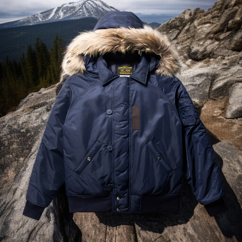 防寒N-2Bジャケット 防水加工 フード脱着式 冬用綿入りアウター