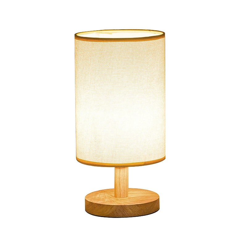 Solid Wood Table Lamp with Fabric Lampshade