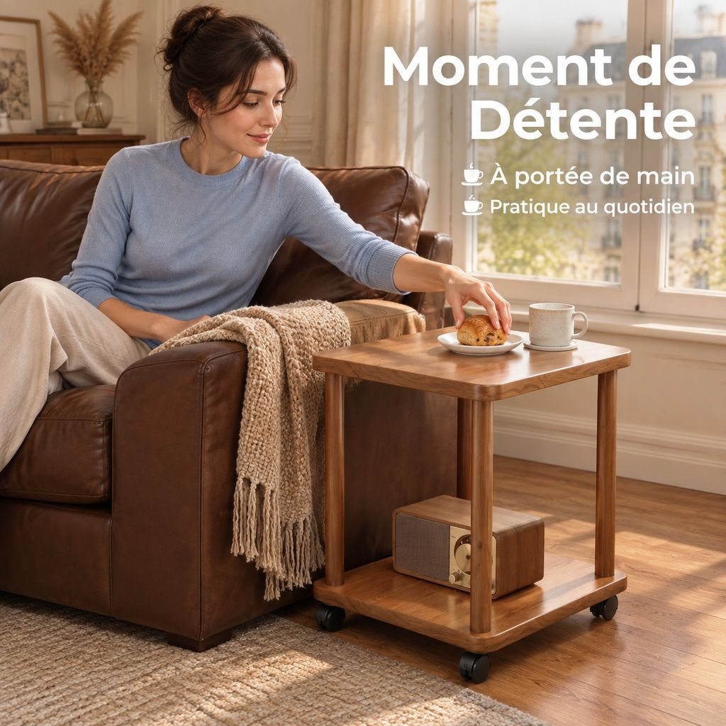 Petite Table Carrée Mobile Bout de Canapé Table Basse Salon avec Rangement