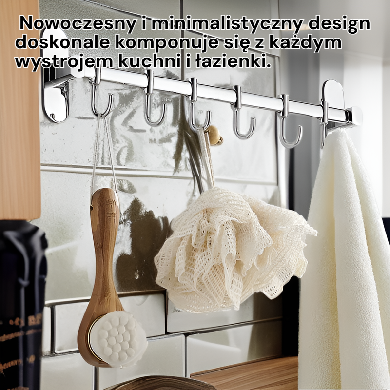 Wielofunkcyjny stalowy wieszak bez wiercenia do kuchni i łazienki