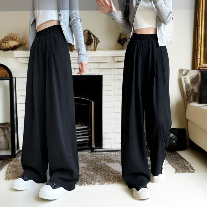 봄가을 하이웨스트 날씬해 보이는 주름 텐셀 와이드 팬츠 처짐 여성 청바지