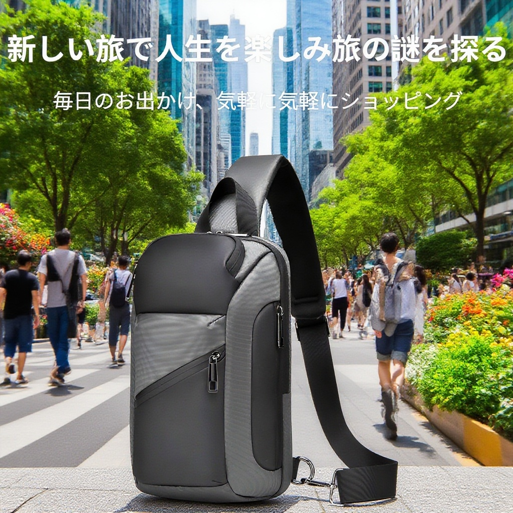 通勤旅行用防水胸バッグ メンズ多機能斜め掛けバッグ