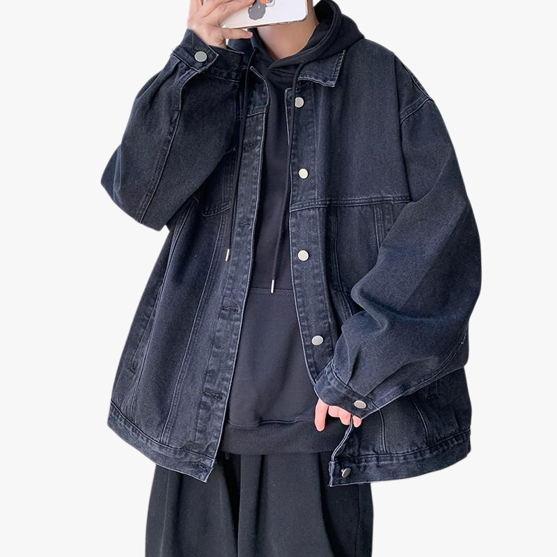 남자 카고 재킷 박시 데님 코트 카고 재킷 남자 데님 점퍼