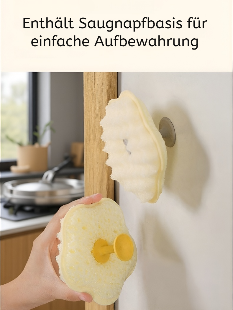 Beidseitige Saugnäpfe für flexibles Anbringen des Spülschwamms