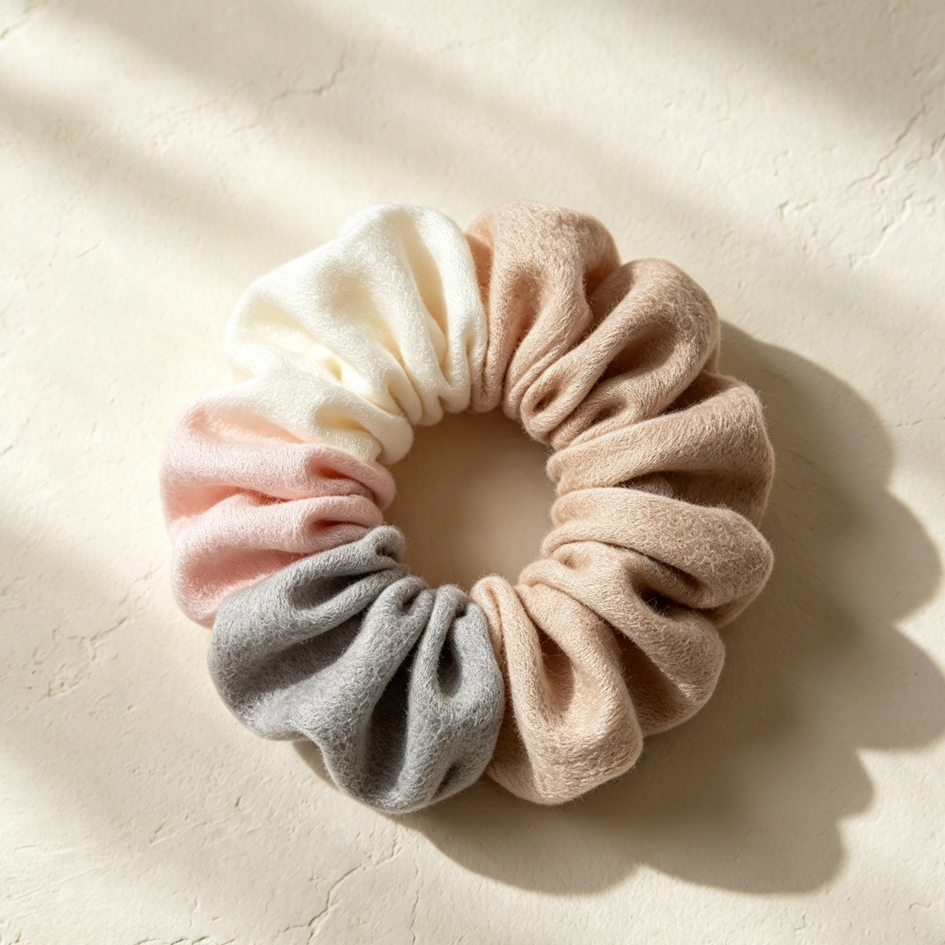 Plush color-blocked scrunchies (10 pieces)