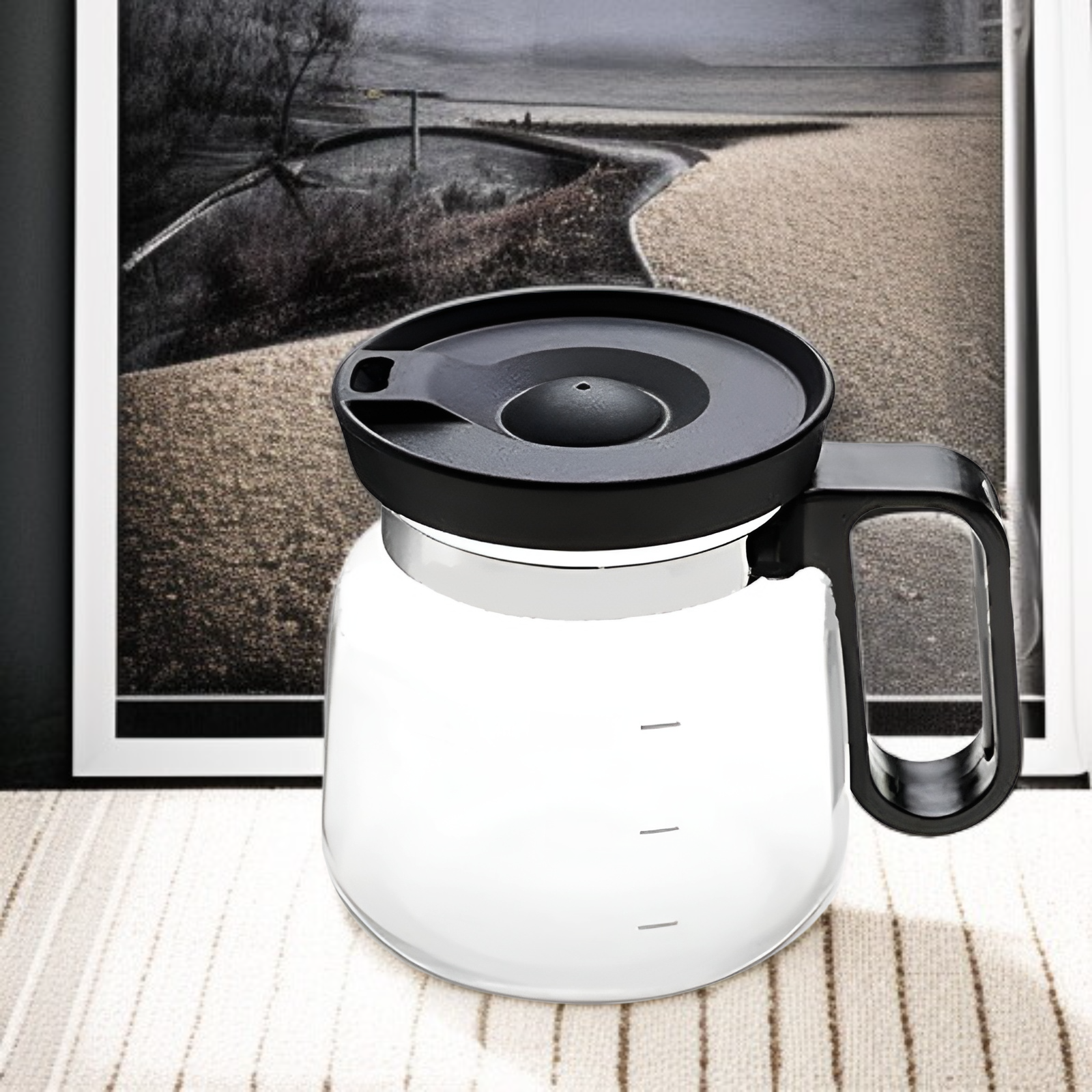 كوب قهوة على شكل إبريق، زجاجي مقاوم للحرارة، سهل الحمل والتنظيف