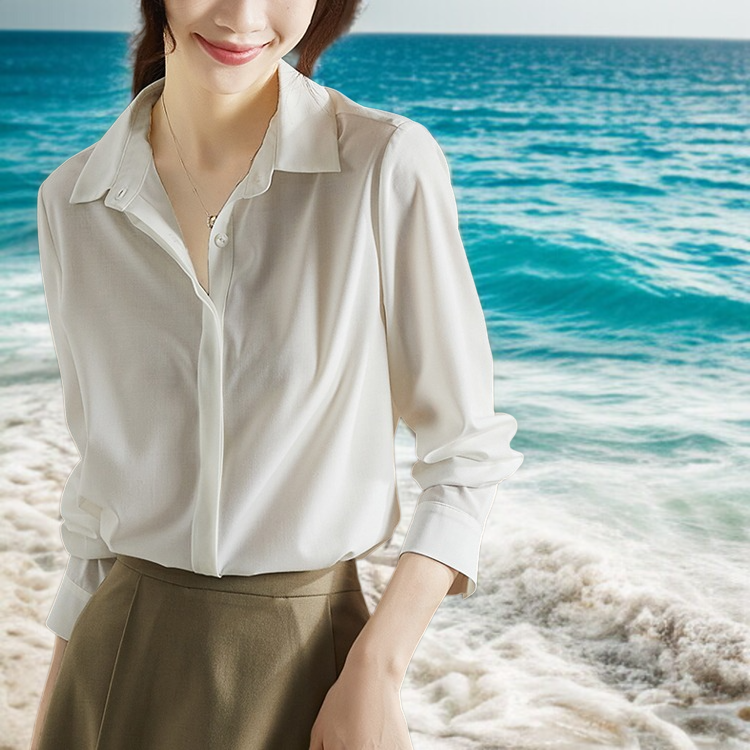 봄 한범 여 긴팔 셔츠 솔리드 이너 쉬폰 상의 봄 한범 긴팔 셔츠 이너 쉬폰 셔츠