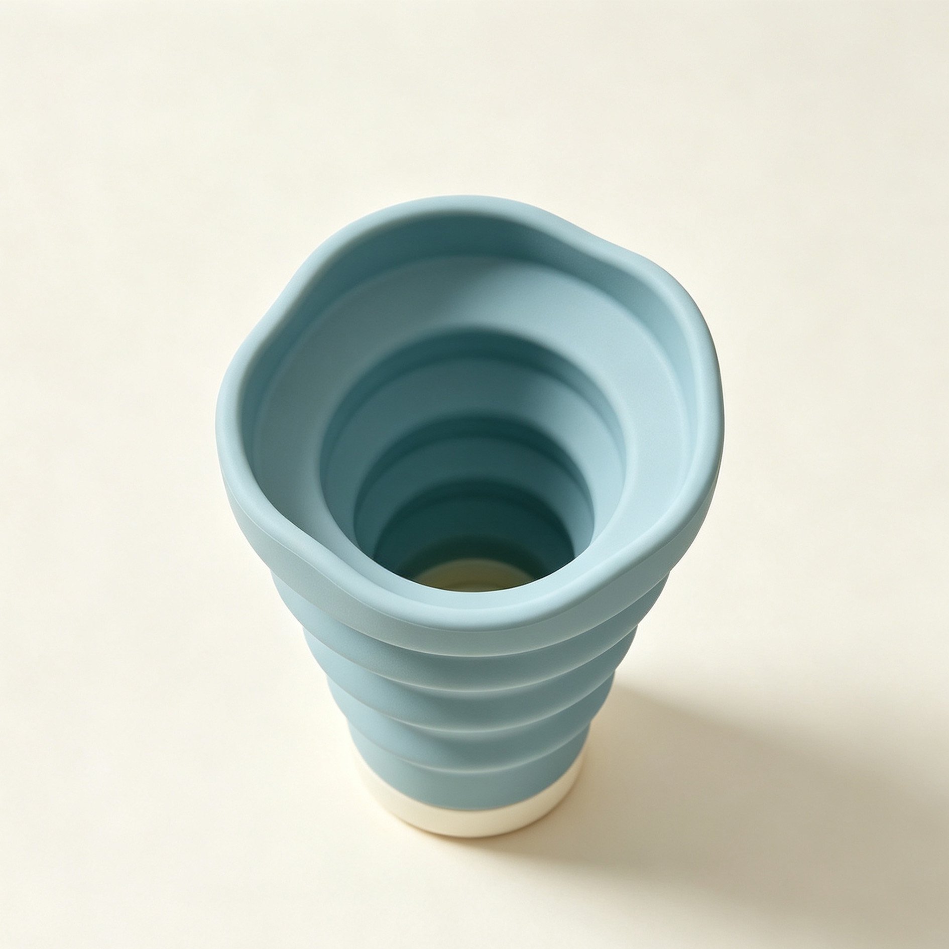 Pleated silicone collapsible water bottle fully expanded