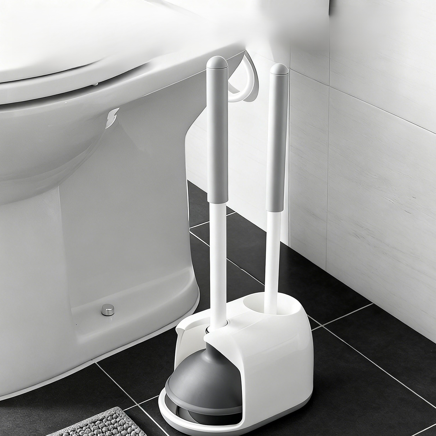 Zestaw łączący korek do wiadra i szczotkę toaletową