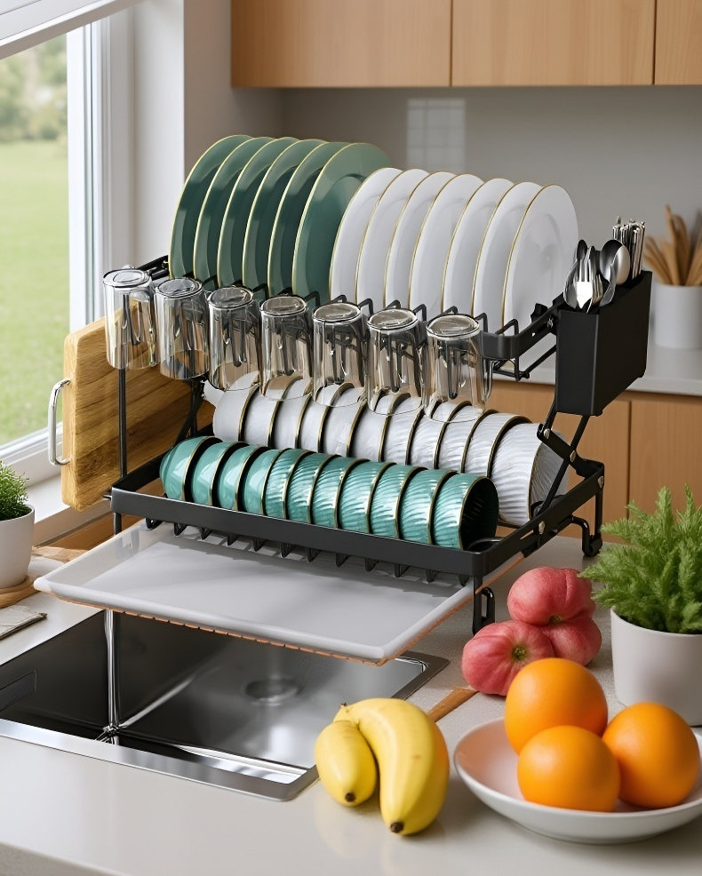 モダンなデザインの皿箸収納ラック