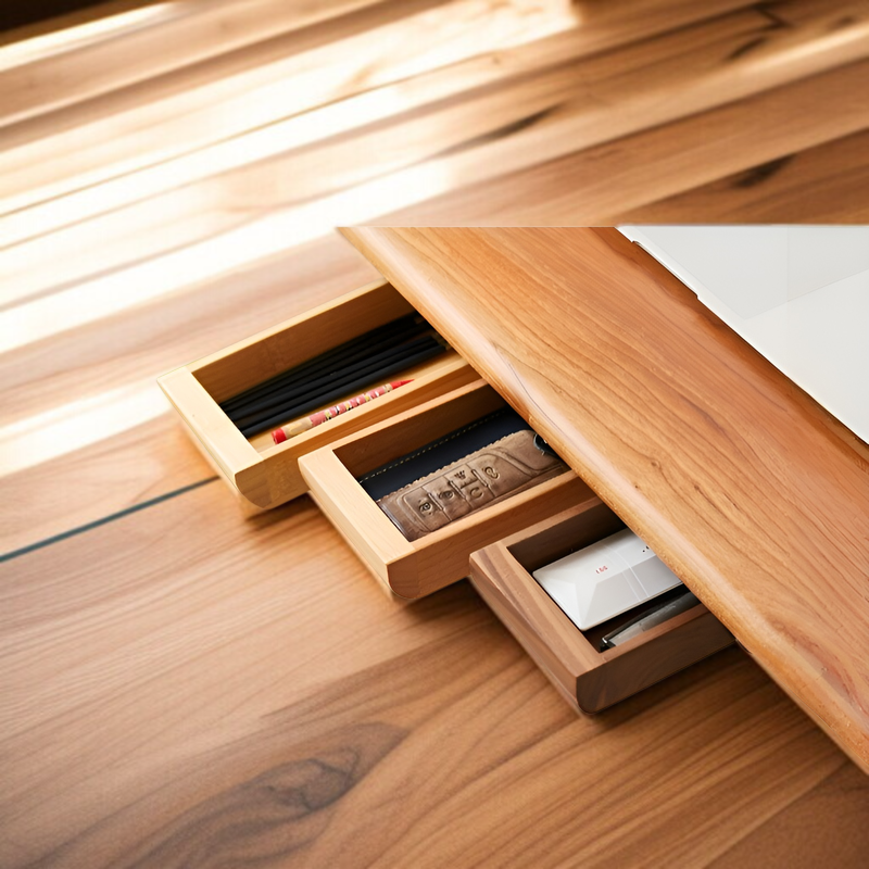 木製のクリエイティブな引き出し式小箱、雑貨用、オフィスの机下引き出しボックス、収納アーティファクト、目に見えないペン収納ボックス