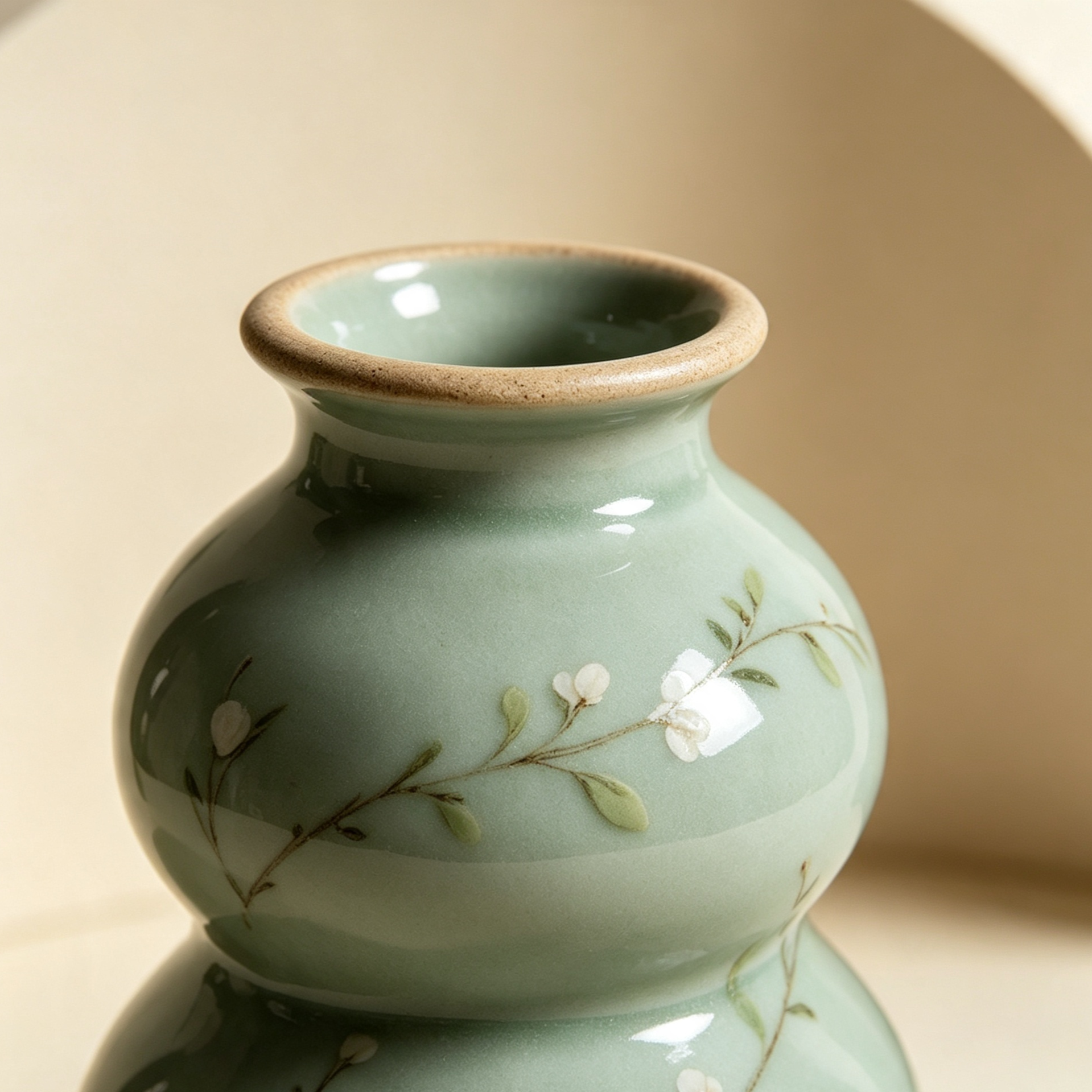 ひょうたん型の青磁手描きミニチュア花瓶（2個セット）