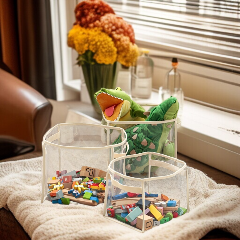 대용량 투명 수납 바구니 장난감 간식 잡동사니 수납 바구니 휴대용 대용량 수납 바구니
