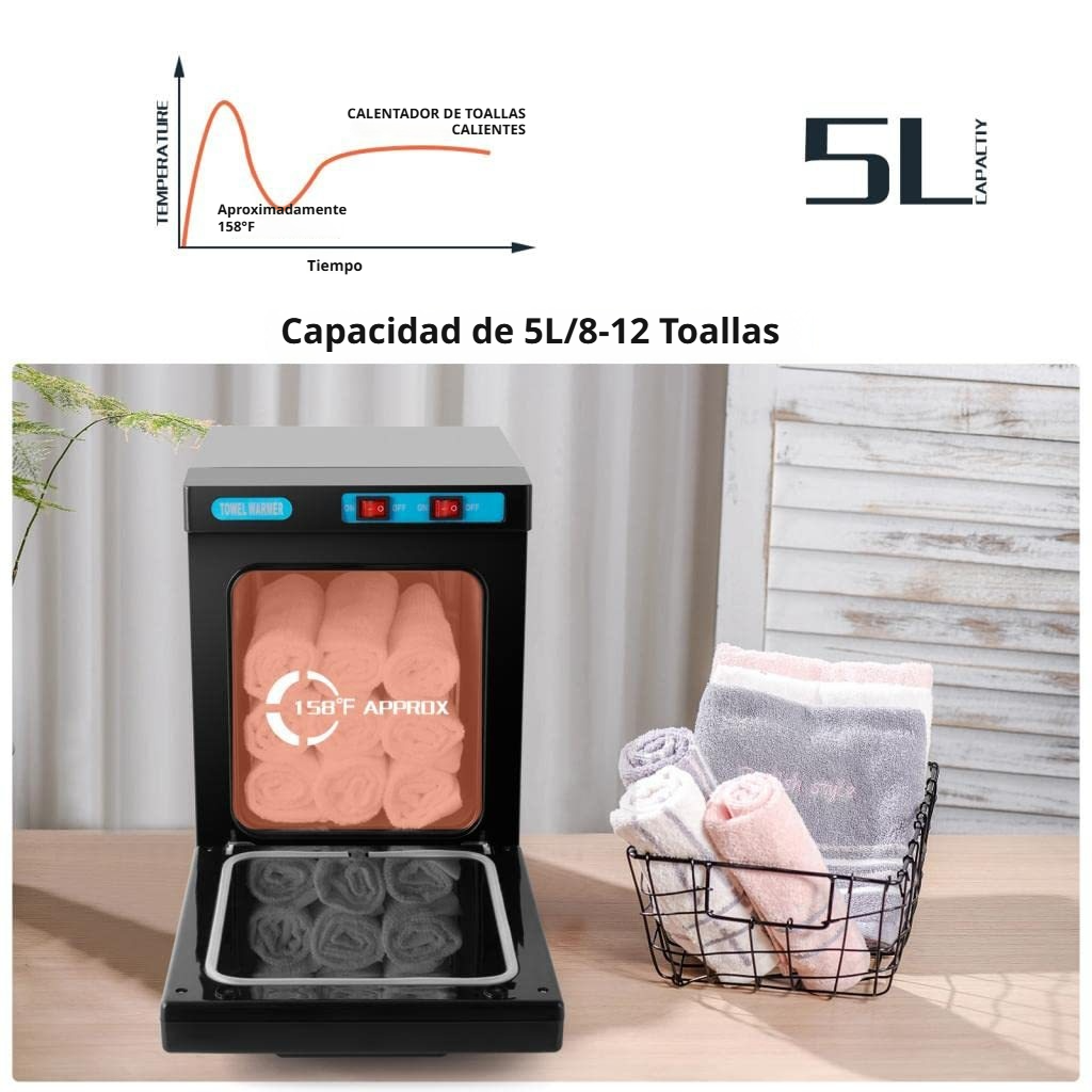 Calefactor para vajillas y toallas en funcionamiento