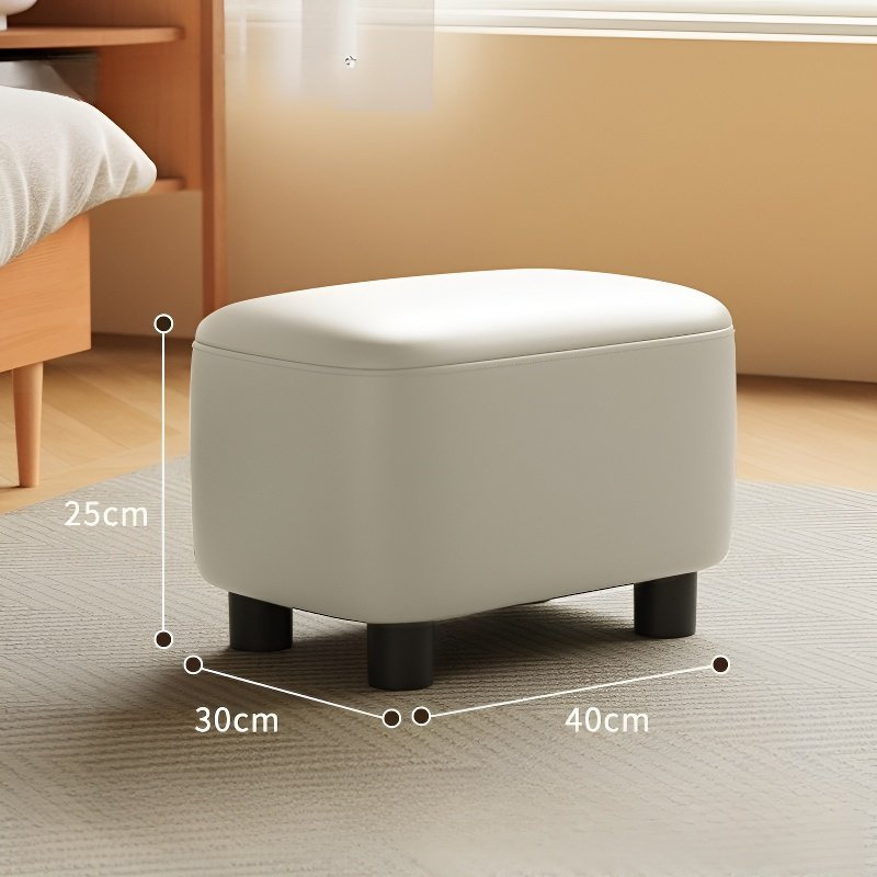 Leather upholstered shoe changing stool