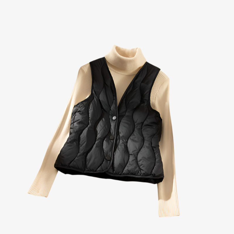 新しい冬スタイルの女性のダウンシルクベスト、軽量で暖かいフリースベスト、ショートベスト、インナーレイヤー