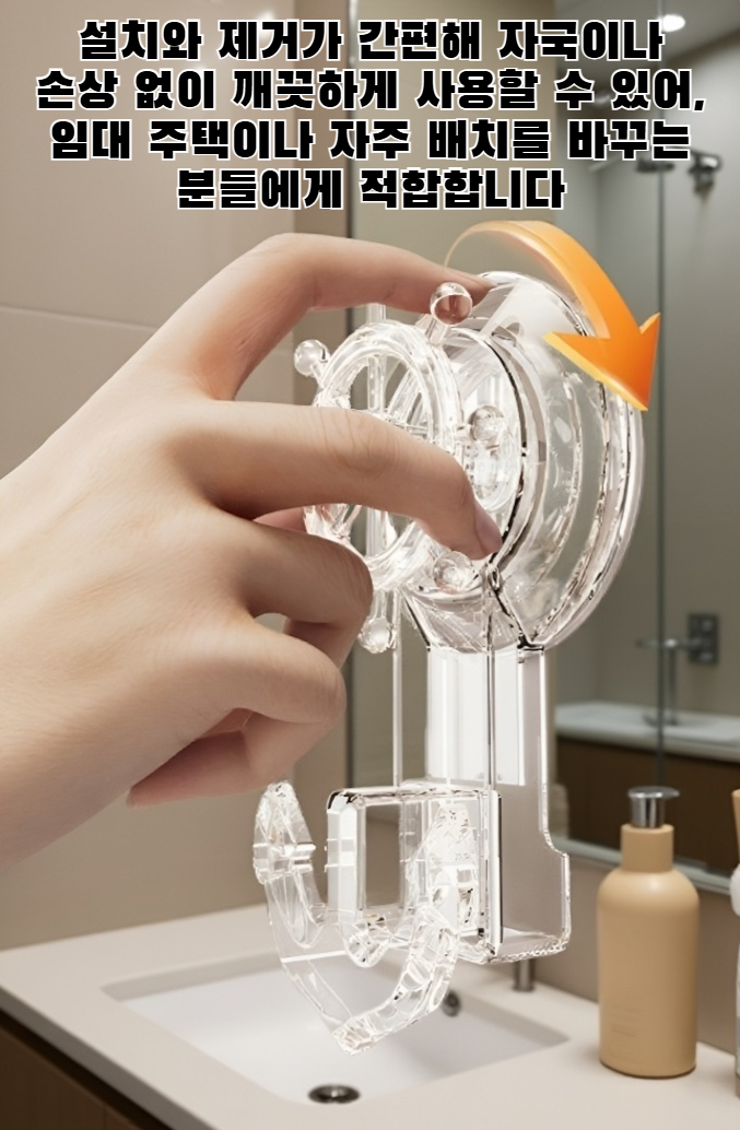 강력 흡착력의 회전식 후크 사용 예시