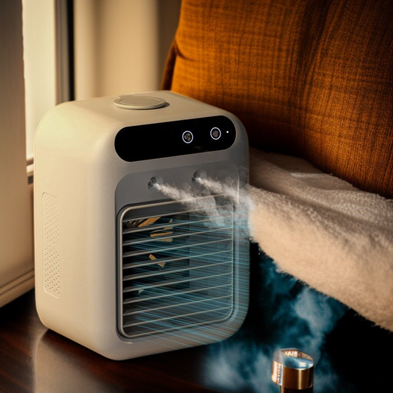 ミニ移動式タッチ冷風機 ダブルスプレー携帯エアコン