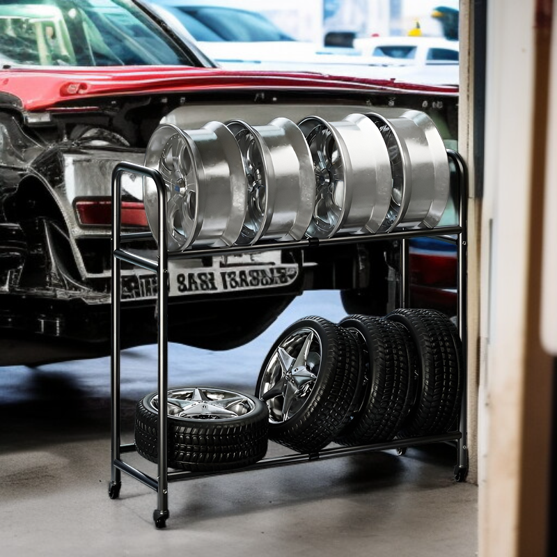 Estantería ajustable en altura para neumáticos