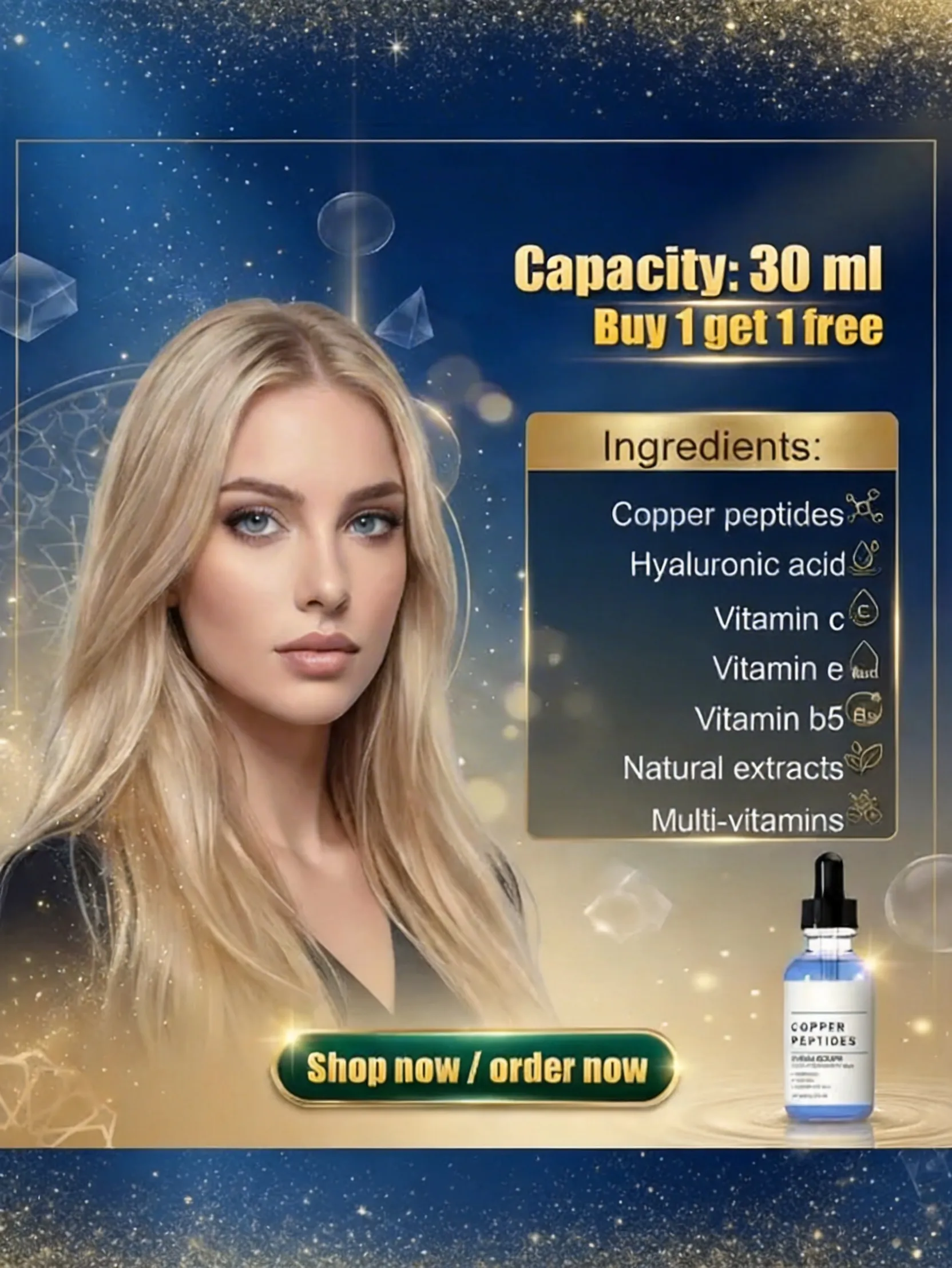【4D Transparent Sodium Hyaluronate】Blue Copper Peptide Essence