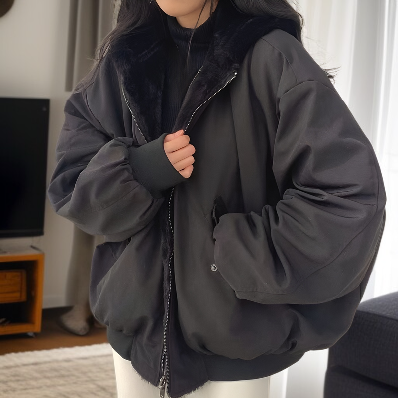 여성 겨울용 한국 스타일 후드 패딩코트