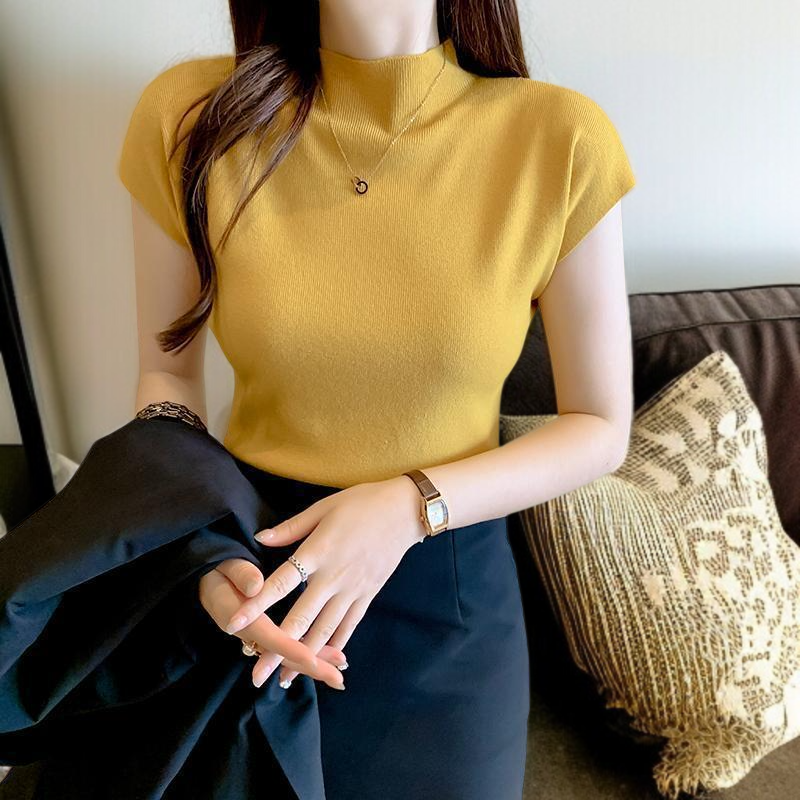 봄여름 여성 민소매 니트 레깅스 나시 반팔 슬림 이너 반목 니트 레깅스