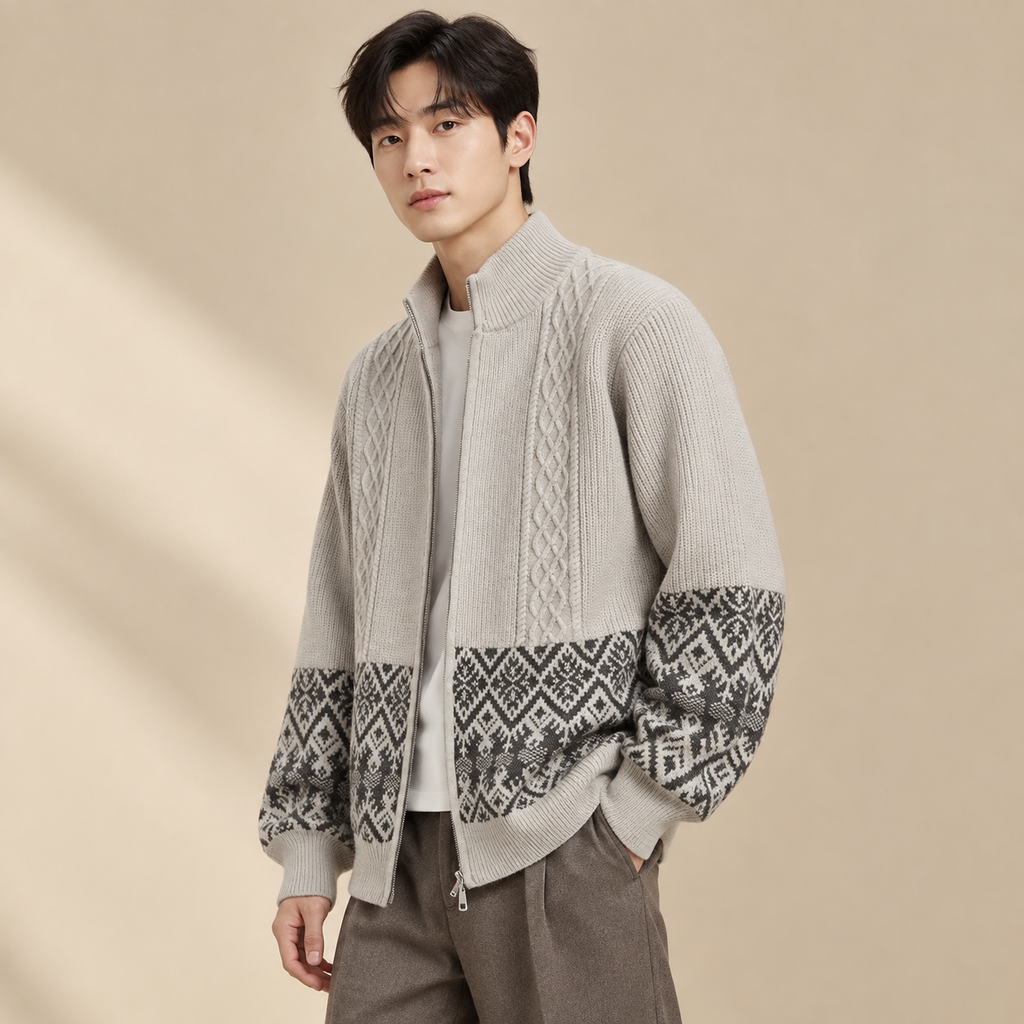 봄·가을·겨울 신규 복고풍 니트 외투 남성 의류
