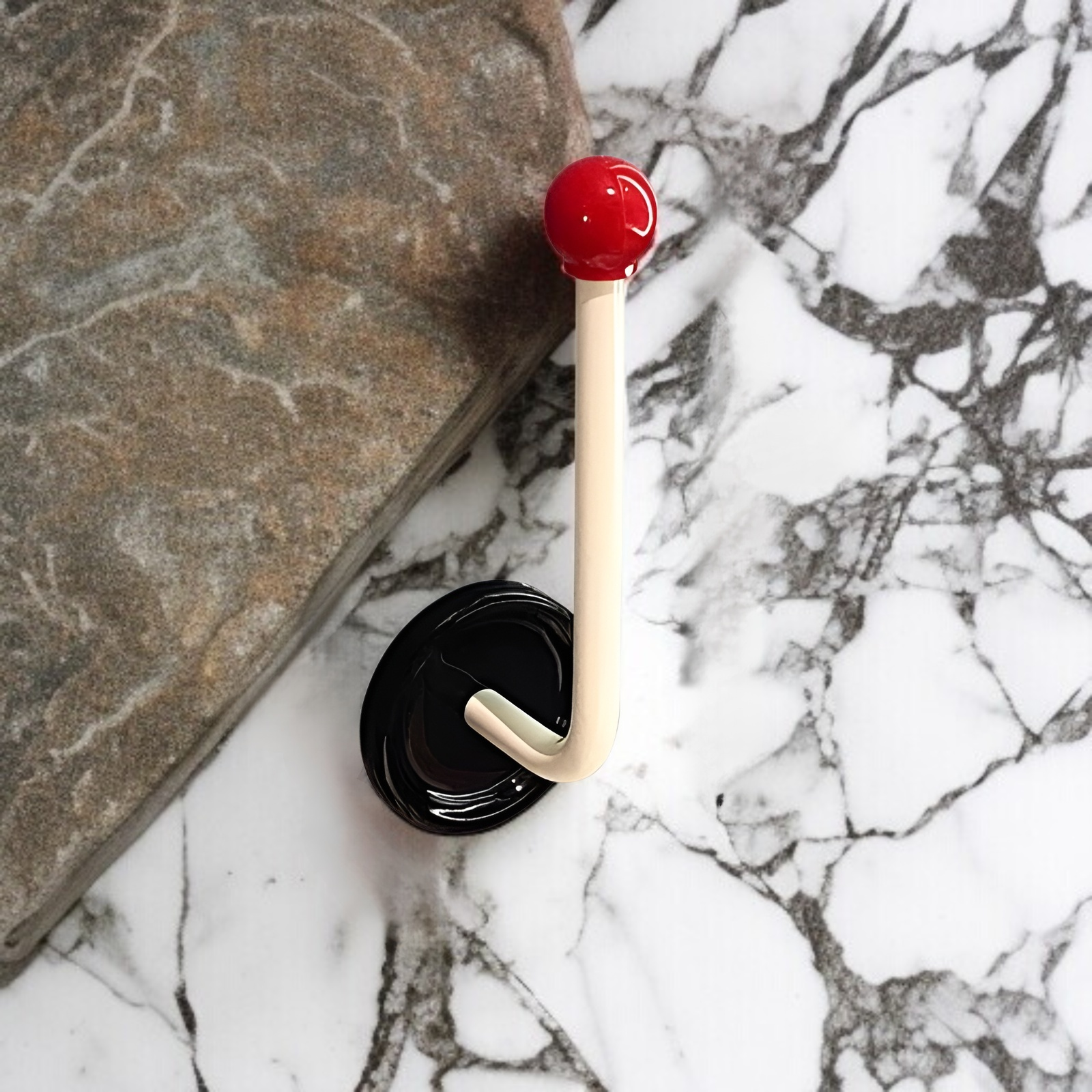 Wall mounted hair ring and headband storage rack in bathroom