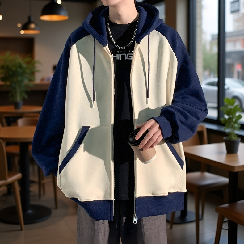 Herren Kapuzenjacke mit praktischem Reißverschluss und Patchwork