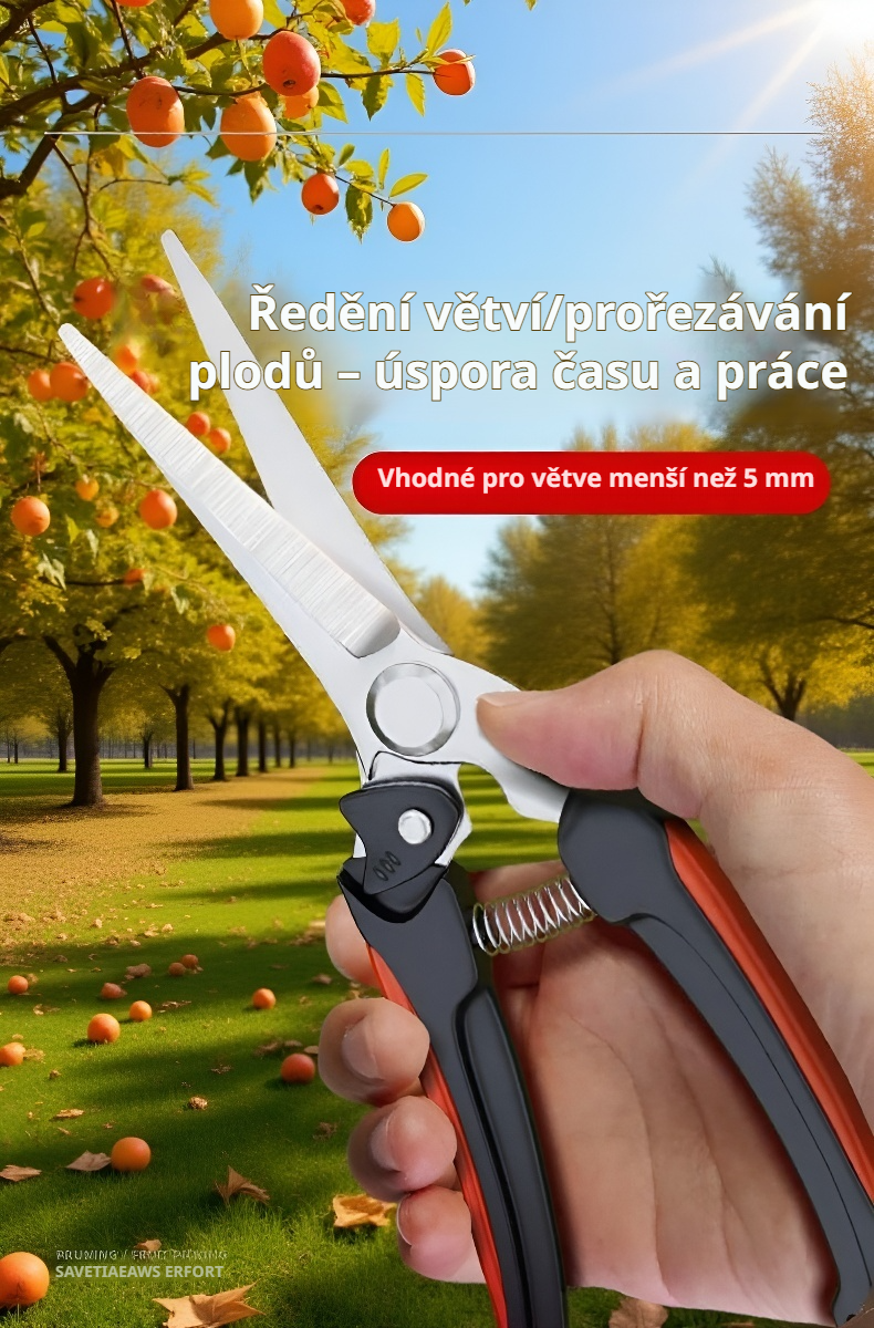 Stříhání silné větve pomocí nůžek s úsporou síly