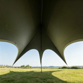 Spacious interior of the blackout camping canopy for lazy campers