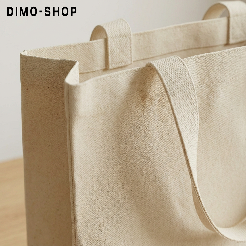 Detaliu imprimeu artistic pe geantă din pânză