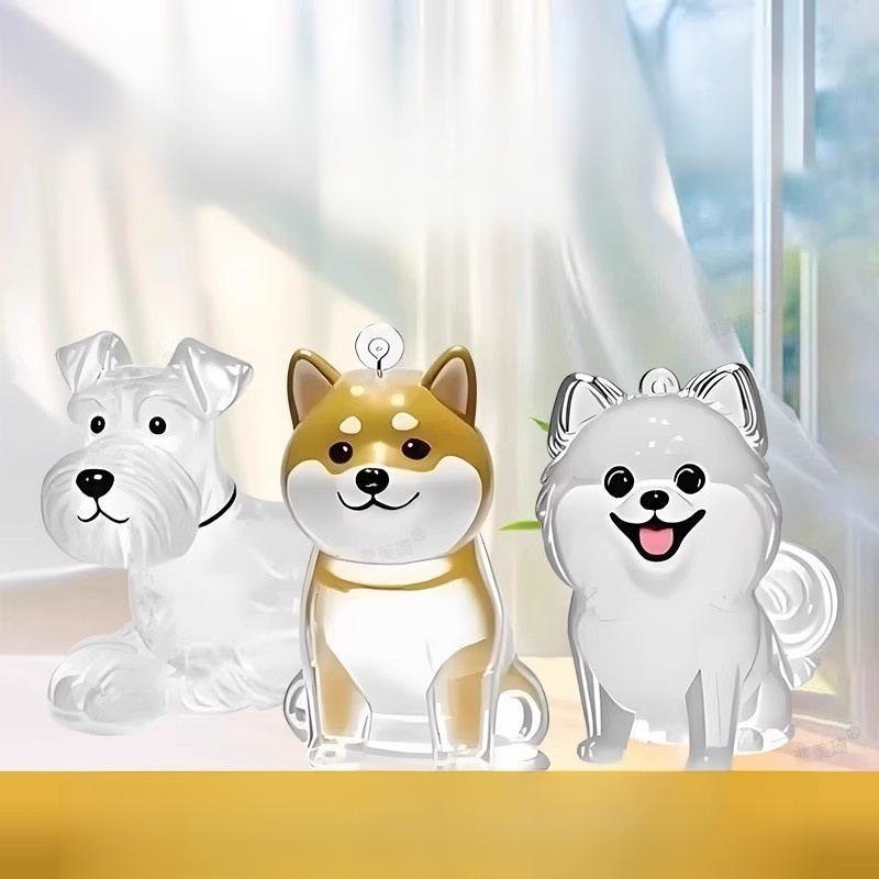 Porte-clés avec pendentif chien, boîte transparente pour poils d'animaux