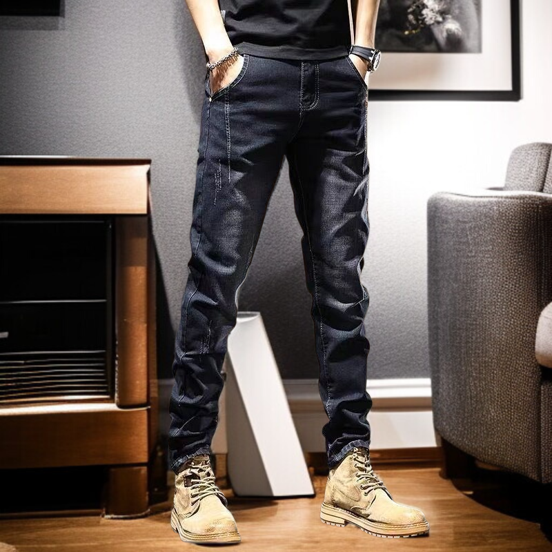 남자 슬림 작은 발바지 춘추 스판 청바지 남자 스판 작은 발바지 춘추 캐주얼 바지