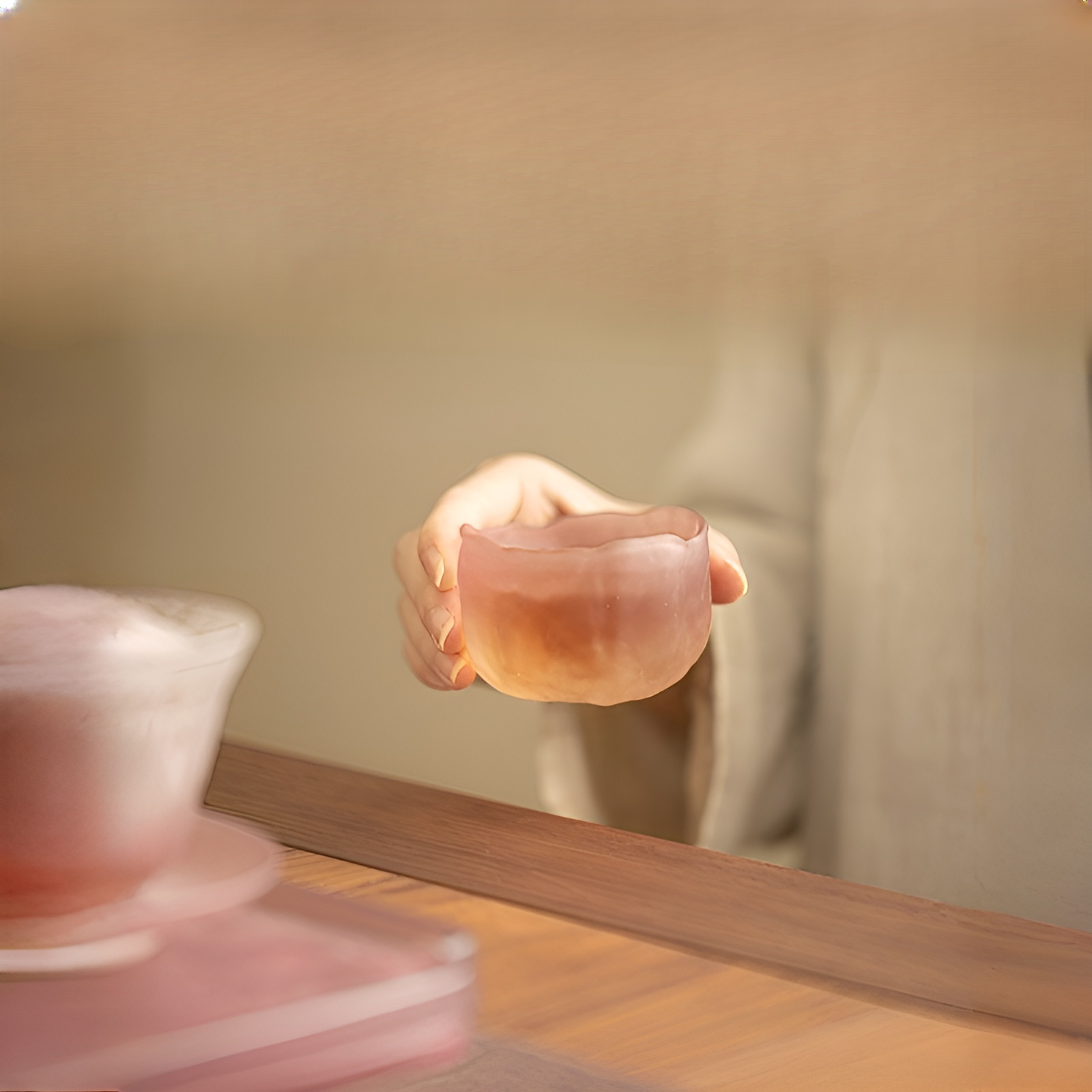 Frosted Amethyst Glass Tea Set, Five-Piece Collection