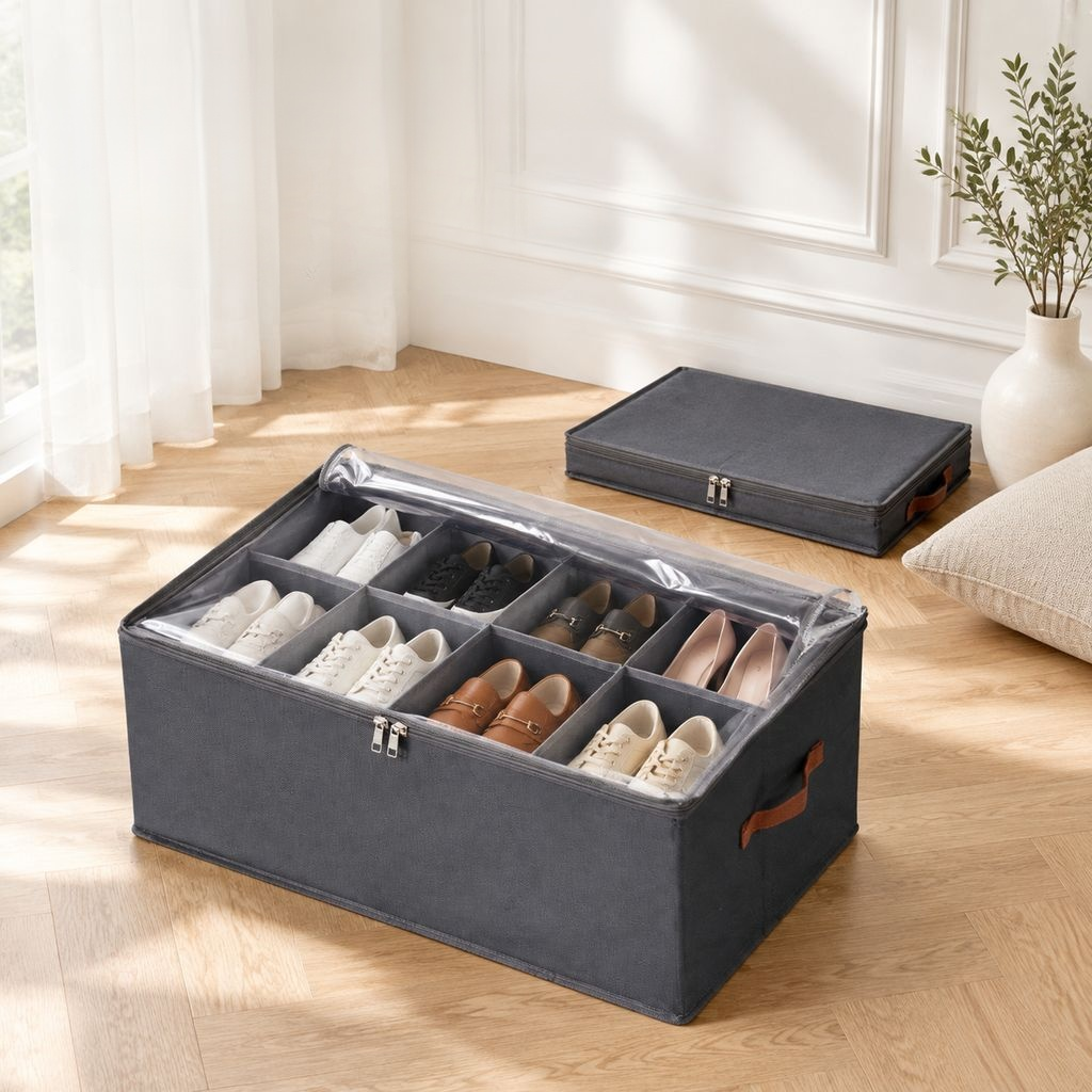 Opvouwbare opbergbox voor schoenen met transparant deksel