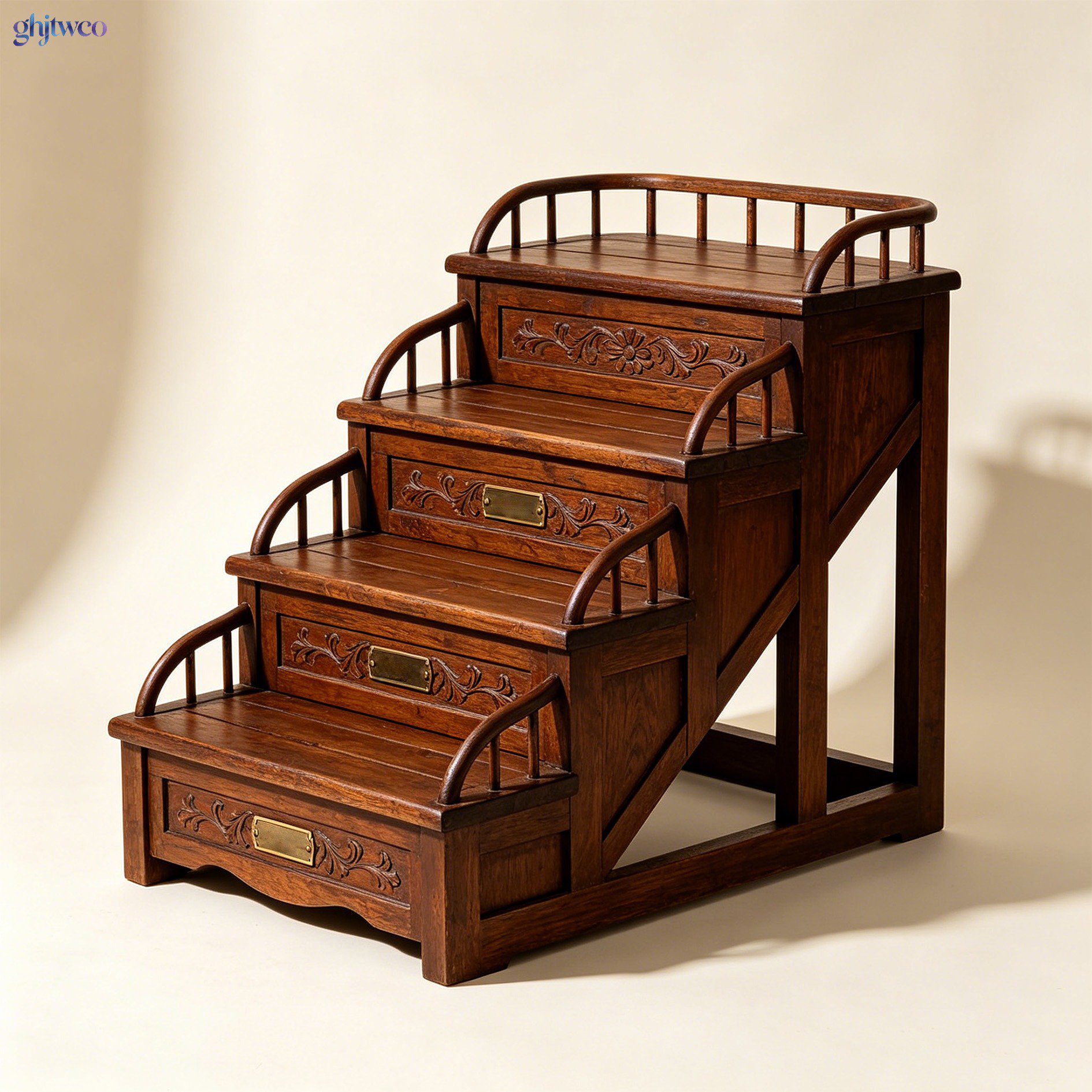 Elegant wooden plant stand in living room