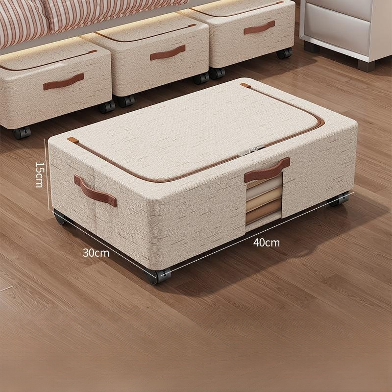 Under-bed storage box with casters