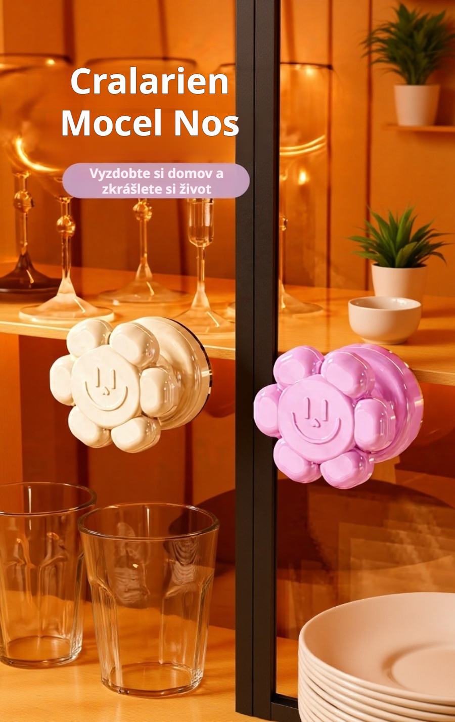 Přísavková rukojeť na skleněné dveře kuchyňské skříňky bez vrtání