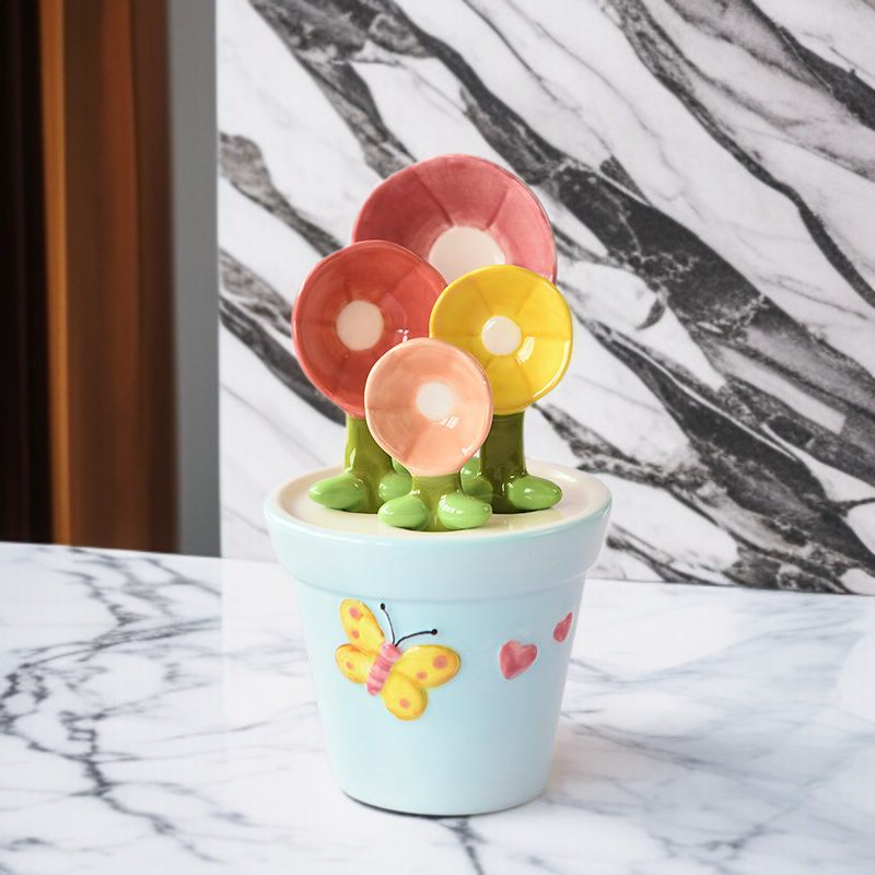 귀여운 도자기 숟가락 수납 받침대