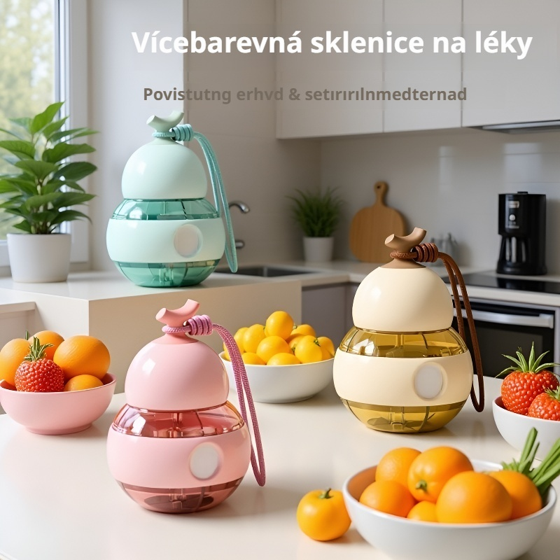 Dvouvrstvá přenosná dóza na léky ve tvaru lahvičky, těsnící, chránící před vlhkostí