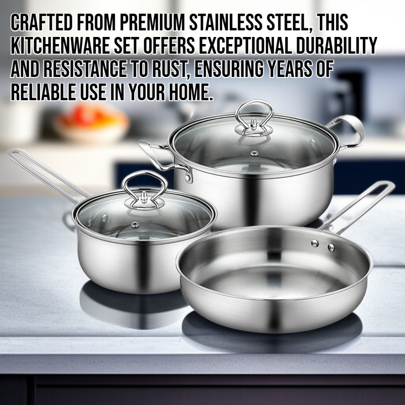 Stainless Steel Kitchenware Set - Three Pieces
